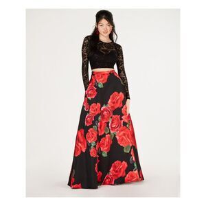 NWT B DARLIN Womens Black Long Sleeve Formal Top Size: 15\16